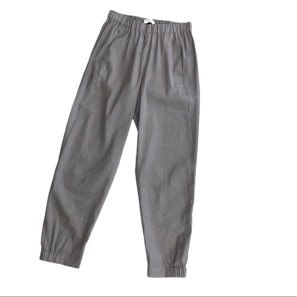 Babaton Pants - Babaton Aritzia linen blend dressy jogger pants gray pockets ankle cropped XS